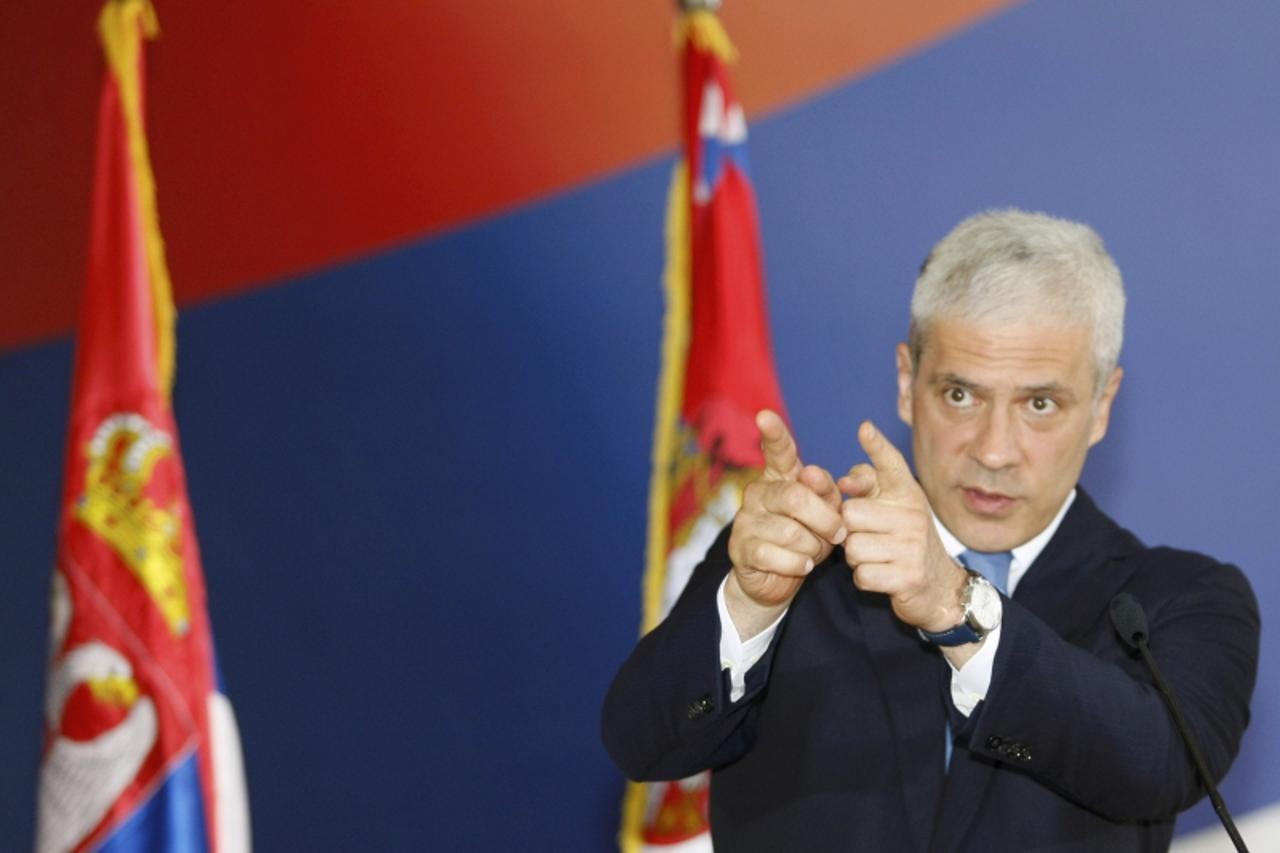 \'Serbian President Boris Tadic speaks to reporters in Belgrade, May 26, 2011. Serbia said on Thursday it had arrested Bosnian Serb wartime general Ratko Mladic after years on the run from internation